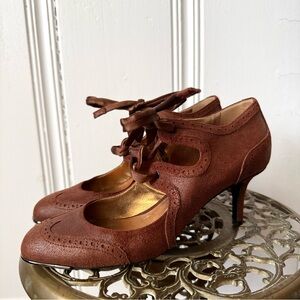 Devi Kroell Italian Leather Mary Jane Heels